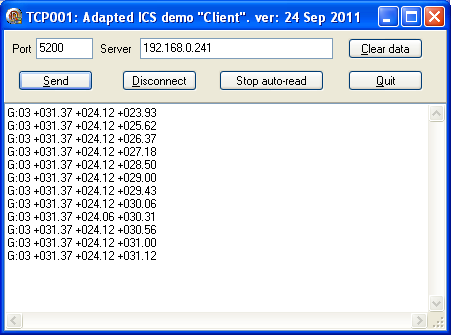 Screenshot of program TCP001 in action