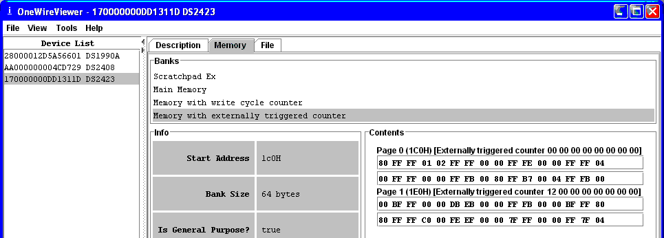 Screenshot of OneWireViewer
