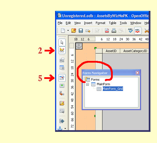 Image of ooBase Form Navigator Window
