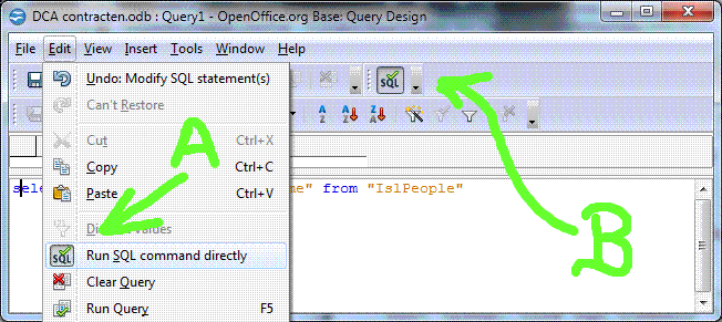 Setting query to run directly