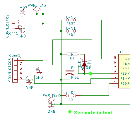 image: Heart of schematic of ATtiny breakout board